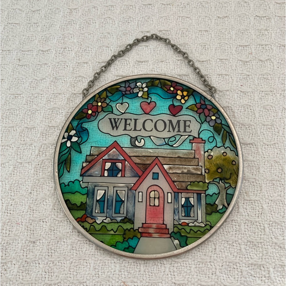 Amia Round Stained Glass Welcome Sun-catcher